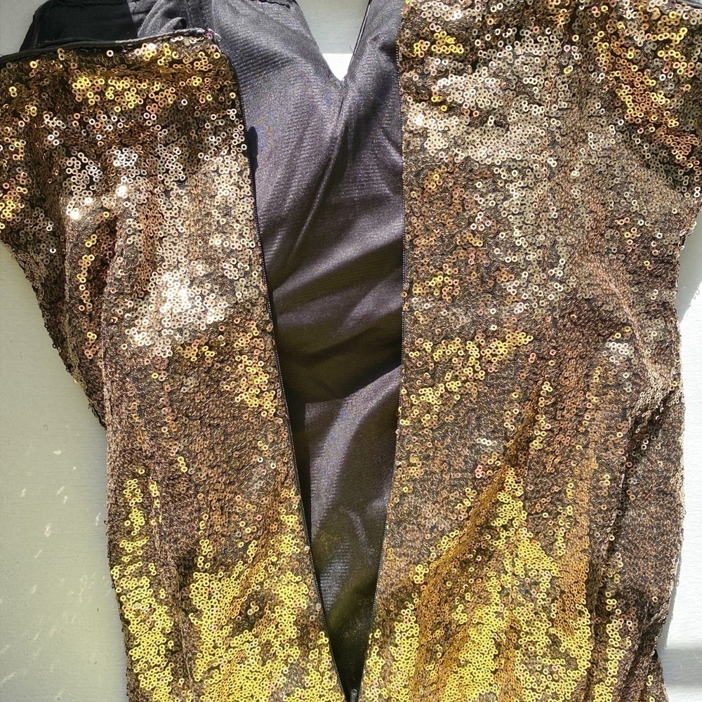 Gold Sequin Strapless Gown - Picture 8 of 15